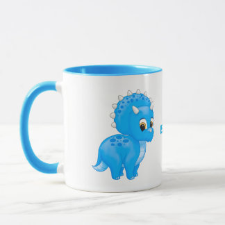 Cute Blue Baby Triceratops Dinosaur Mug