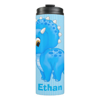 Cute Blue Baby Triceratops Dinosaur Thermal Tumbler