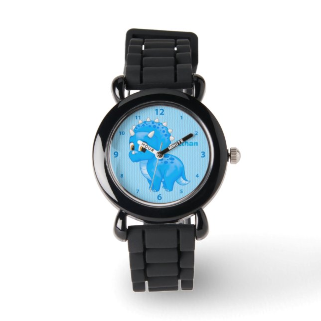 Cute Blue Baby Triceratops Dinosaur Watch (Front)