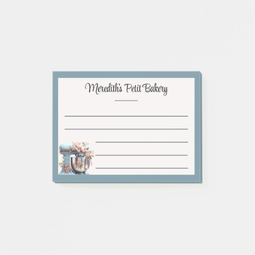 Cute Blue Bakery Mixer Lined Business Post_it Notes