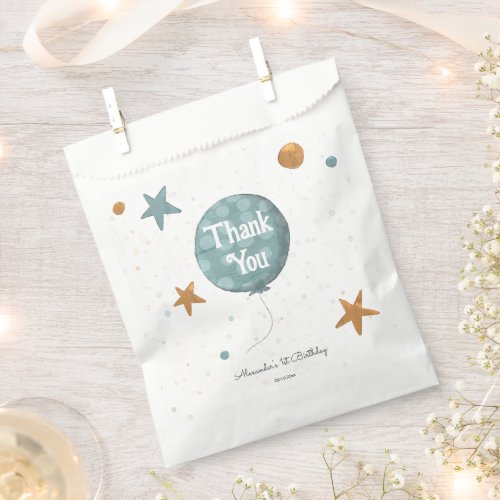 Cute Blue Balloon 1st Birthday Favor Bag