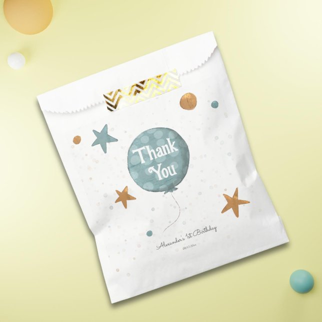 Cute Blue Balloon 1st Birthday Favor Bag (Creator Uploaded)