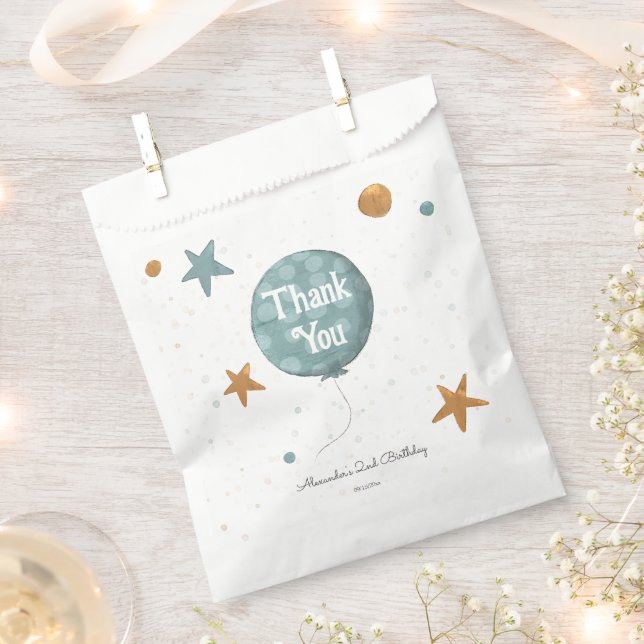 Cute Blue Balloon 2nd Birthday Favor Bag (Clipped)