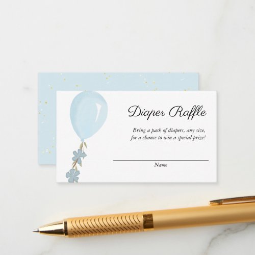 Cute Blue Balloon Baby Shower Diaper Raffle Enclosure Card