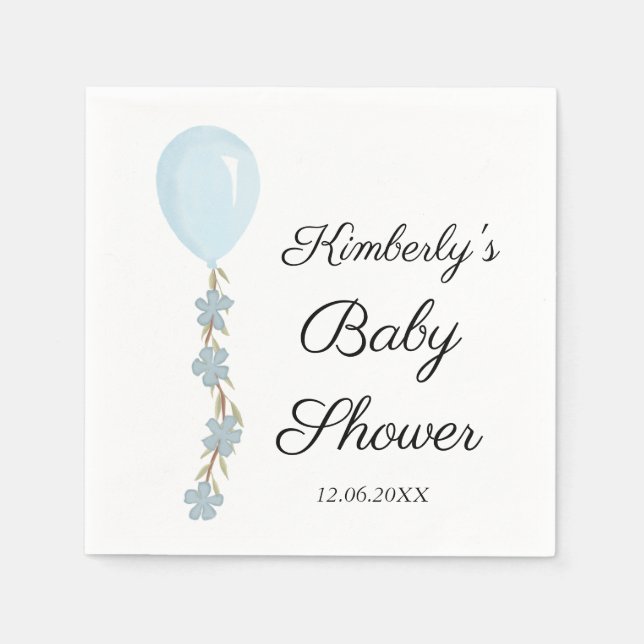 Cute Blue Balloon Baby Shower  Napkins (Front)