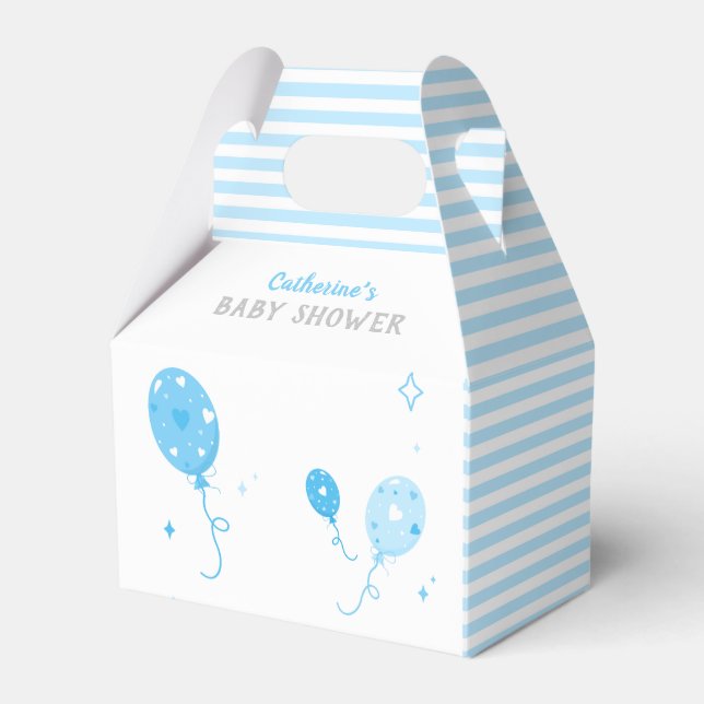 Cute Blue Balloons Baby Shower Favor Box  💙 (Front Side)