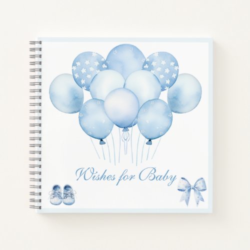 Cute Blue Balloons Baby Shower Guest Book