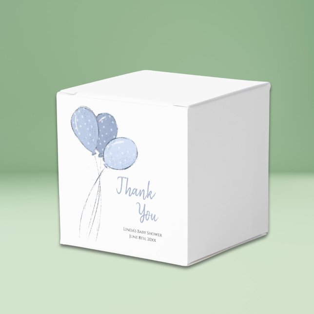 Cute Blue Balloons Baby Shower Thank You Favor Boxes (Creator Uploaded)