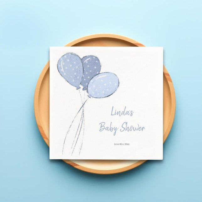 Cute Blue Balloons Boy Baby Shower Napkins (Creator Uploaded)