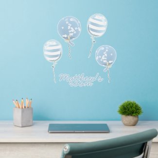 Cute Blue Balloons Nursery or Kids Bedroom Wall Decal
