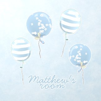 Cute Blue Balloons Nursery or Kids Bedroom Wall Decal