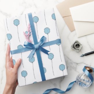 Cute Blue Balloons with Polkadots Pattern Wrapping Paper