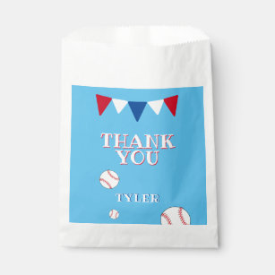 Cute Blue Baseball Kids Birthday Thank you Favor Bag