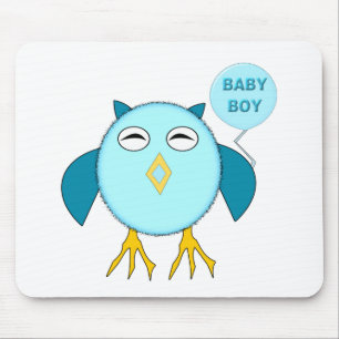 Cute Blue Bbay Boy Owl Mousepad