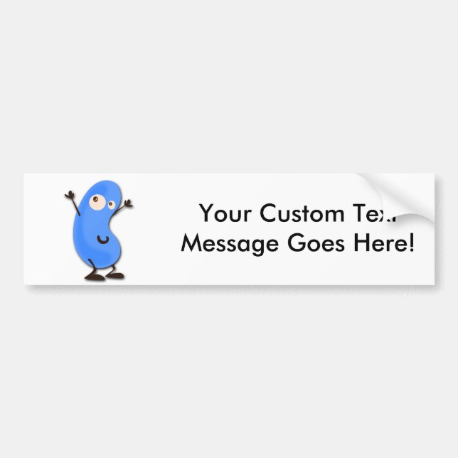 Cute Blue Bean Monster Bumper Sticker (Front)