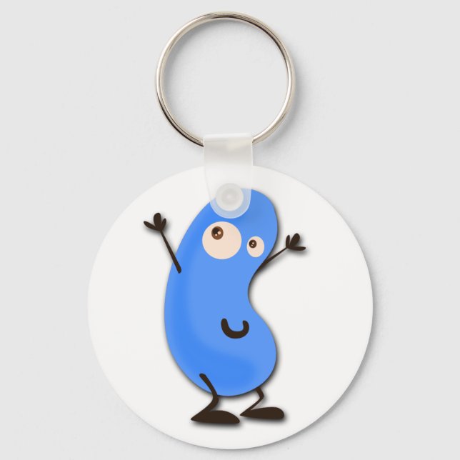 Cute Blue Bean Monster Keychain (Front)