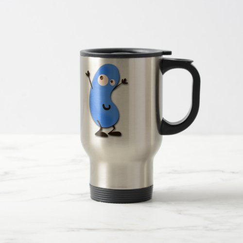 Cute Blue Bean Monster Travel Mug