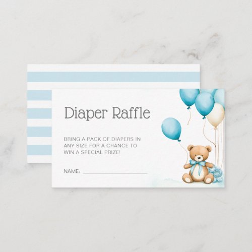 Cute Blue Bear Baby Shower Diaper Raffle Enclosure