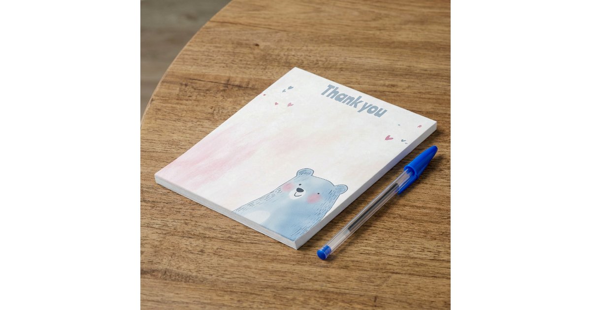 Cute Blue Bear soft pastel background Notepad | Zazzle