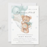 Cute Blue Bearly Wait Balloon Baby Shower Invitation