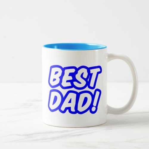 Cute Blue Best Dad Typography Two_Tone Coffee Mug