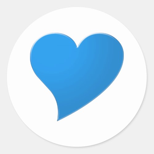 Cute blue big heart modern classic round sticker