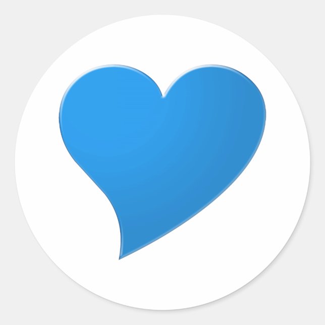Cute blue big heart modern classic round sticker (Front)