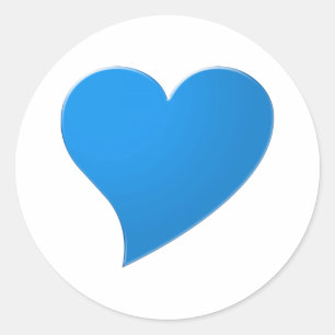 Cute blue big heart modern classic round sticker