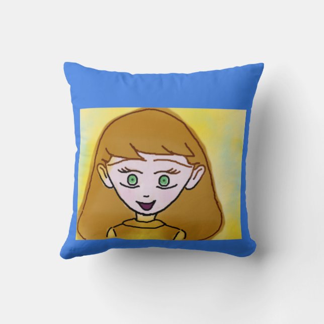 Cute Blue Bingo Anime Cartoon Throw Pillow (Back)
