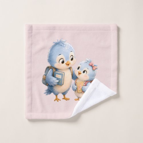 Cute Blue Bird Baby Bath Wash Cloth