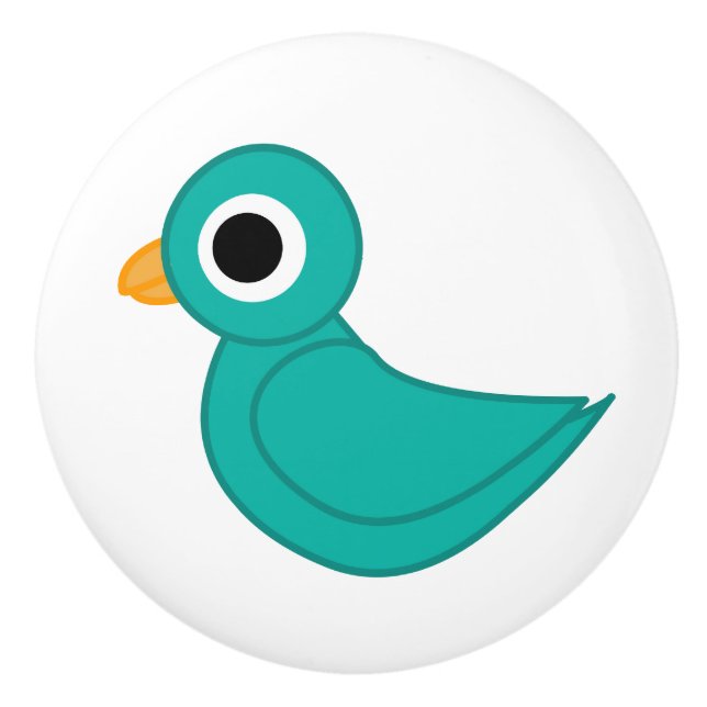 Cute blue bird ceramic knob (Front)