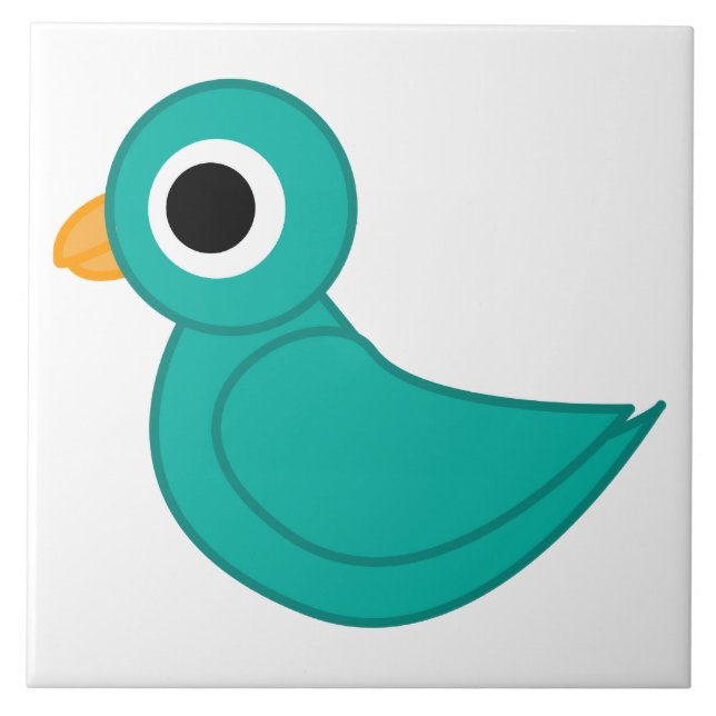 Cute blue bird ceramic tile (Front)