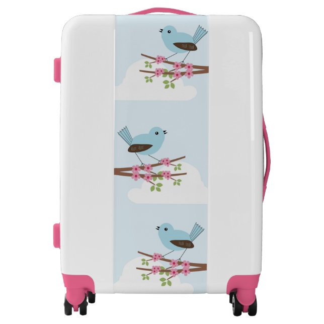Cute Blue Bird in Blossom Tree Luggage (Front)
