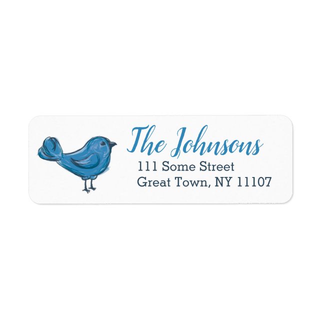 Cute Blue Bird Return Address Labels (Front)
