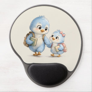 Cute Blue Bird Siblings Gel Wrist Rest Mousepad
