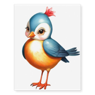 Cute Blue Bird Temporary Tattoos