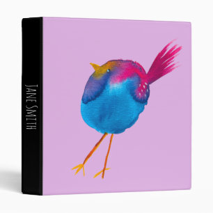 Cute blue bird watercolor 3 ring binder