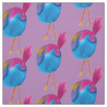 Cute blue bird watercolor fabric