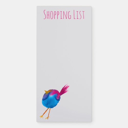 Cute blue bird watercolor magnetic notepad