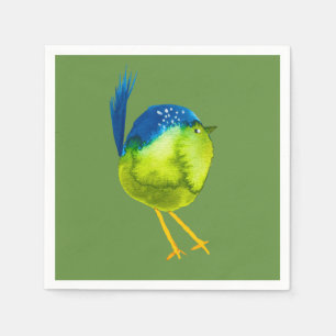 Cute blue bird watercolor napkins