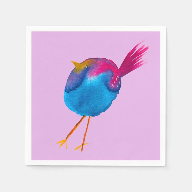 Cute blue bird watercolor napkins (Front)