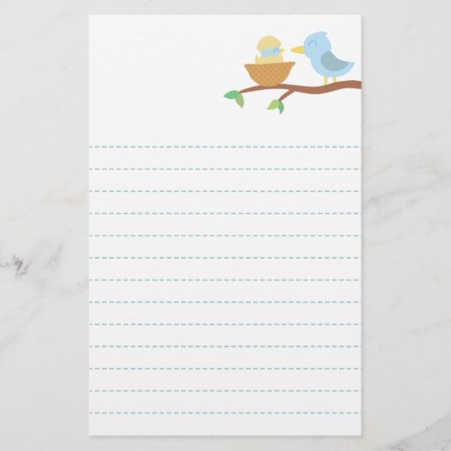 Cute blue bird with just hatched baby stationery