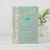 Cute Blue Birds Bridal Shower Invitations (Standing Front)