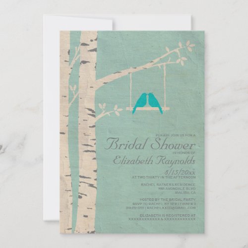 Cute Blue Birds Bridal Shower Invitations
