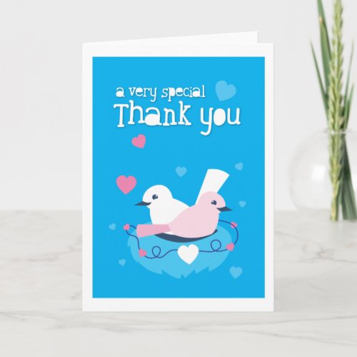cute blue birds love very special thank you thank you card