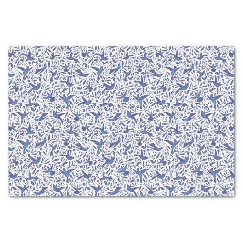 Cute Blue Birds Pattern Tissue Paper