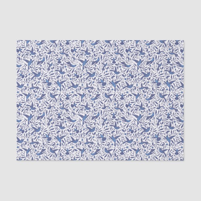 Cute Blue Birds Pattern Tissue Paper (Front)