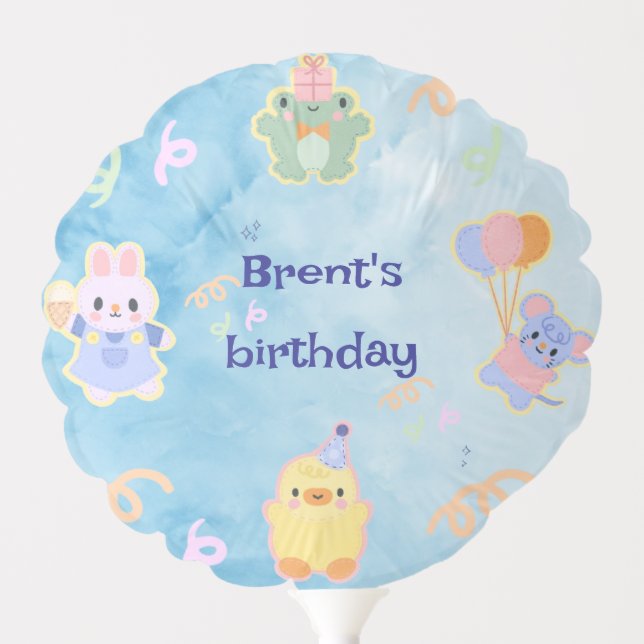 Cute Blue Birthday Balloon (Front)