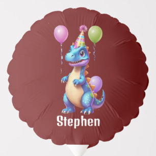 Cute blue birthday dinosaur balloon