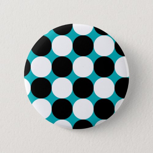 Cute blue black and white dots vector pattern pinback button